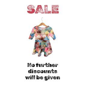Ice cream Print Girls Dress XS 4 The Childrens Place 3/4 Sleeve Polyester/Spande